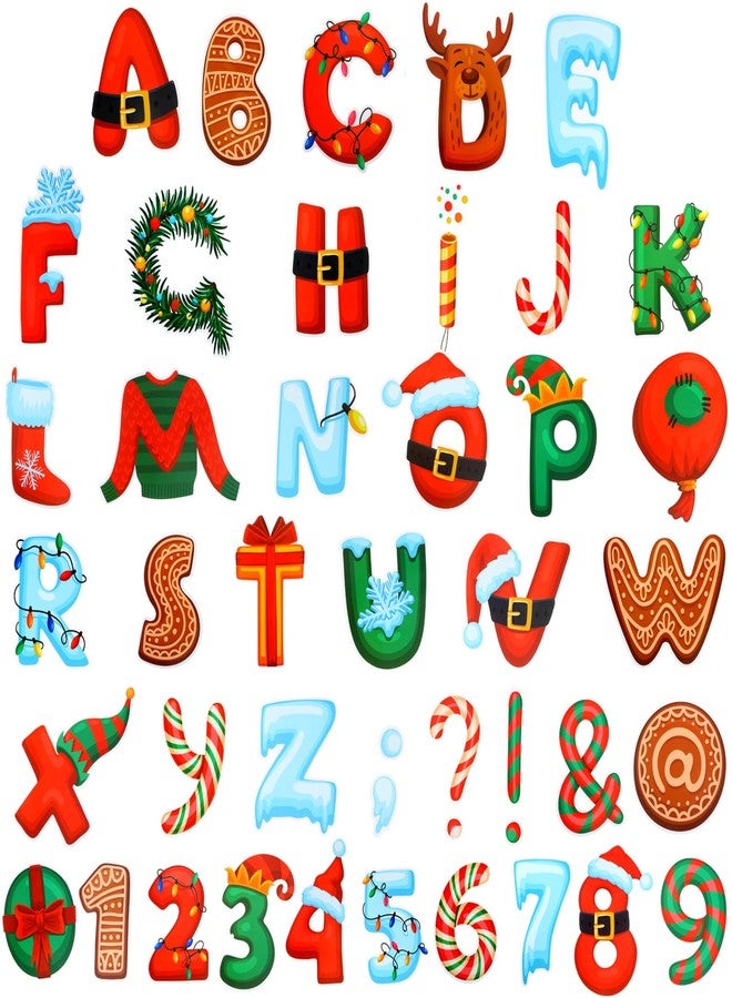 Tenare 134 Pcs Christmas Letters Bulletin Board Decoration 5 Inch Christmas Letters Combo Set for Classroom Cardboard Alphabet Number Cutouts for Bulletin Board Home School Decor(Santa Claus Style) - Image 1