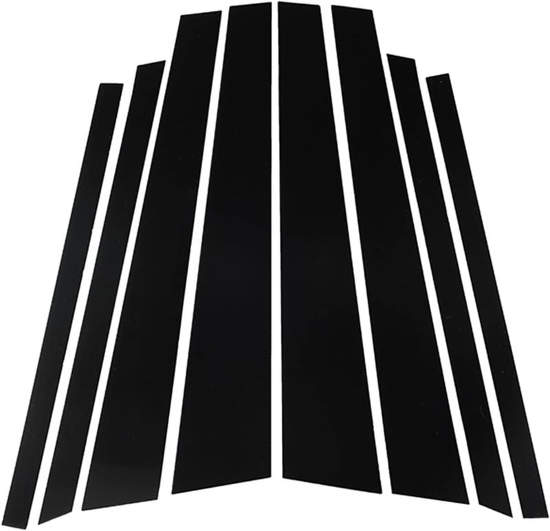 QASULER 8Pcs Glossy Black Car Pillar Trim Stickers - Image 1