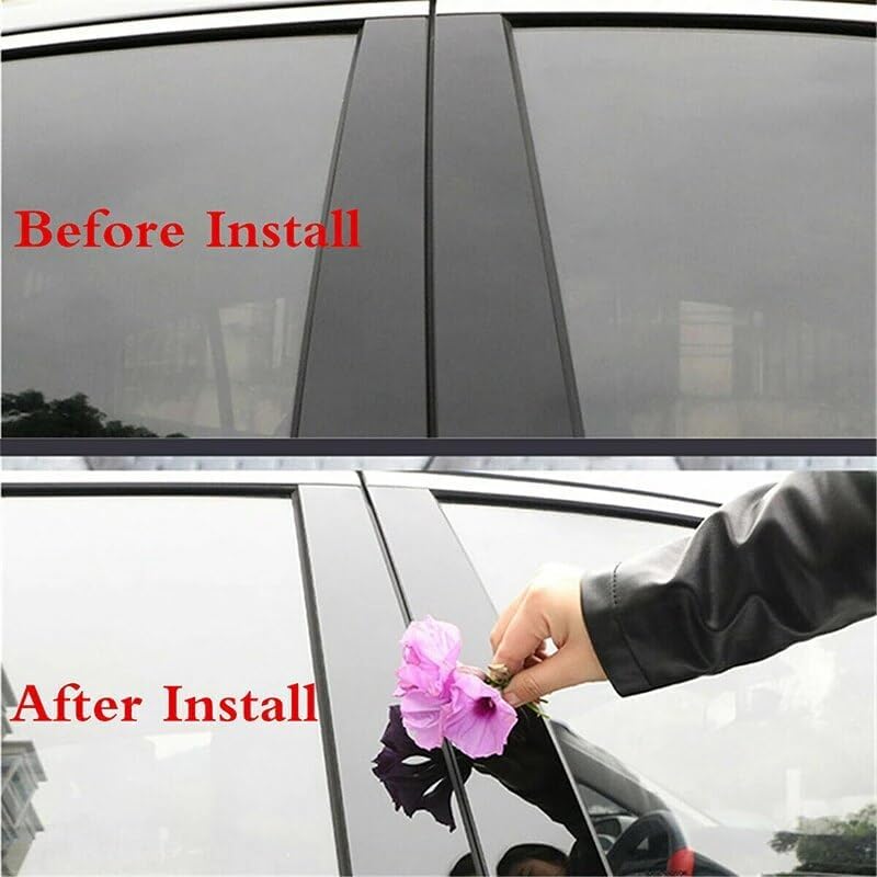 QASULER 8Pcs Glossy Black Car Pillar Trim Stickers - Image 4