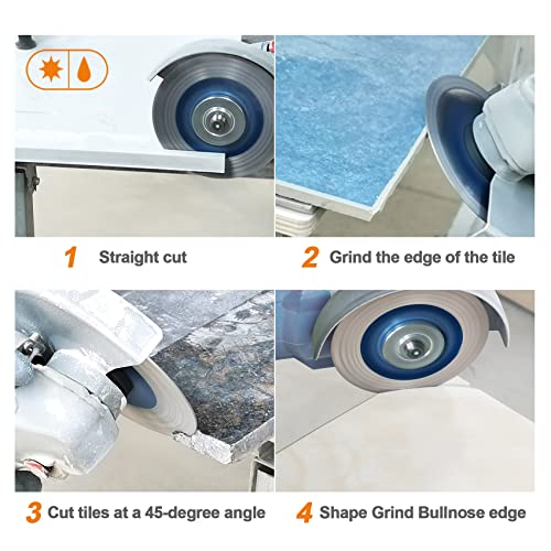 BRSCHNITT Diamond Porcelain Tile Saw Blade - BRSCHNITT 2pcs 4.5" Super Thin Diamond Cutting Grinding Disc with X Teeth Arbor 7/8“-5/8“ for Ceramic Tiles,Granite,Marble Angle Grinder Circle Saw Blade - Image 3