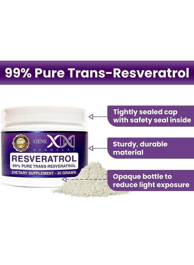 Genex Formulas GENEX Trans Resveratrol 1000mg Serving 99% Pure Micronized Pharmaceutical Grade Trans-Resveratrol Powder 30 Servings or 30Grams 1Gram Per Day 30-Day Supply Made in a GMP & NSF Certified Facility - Image 5