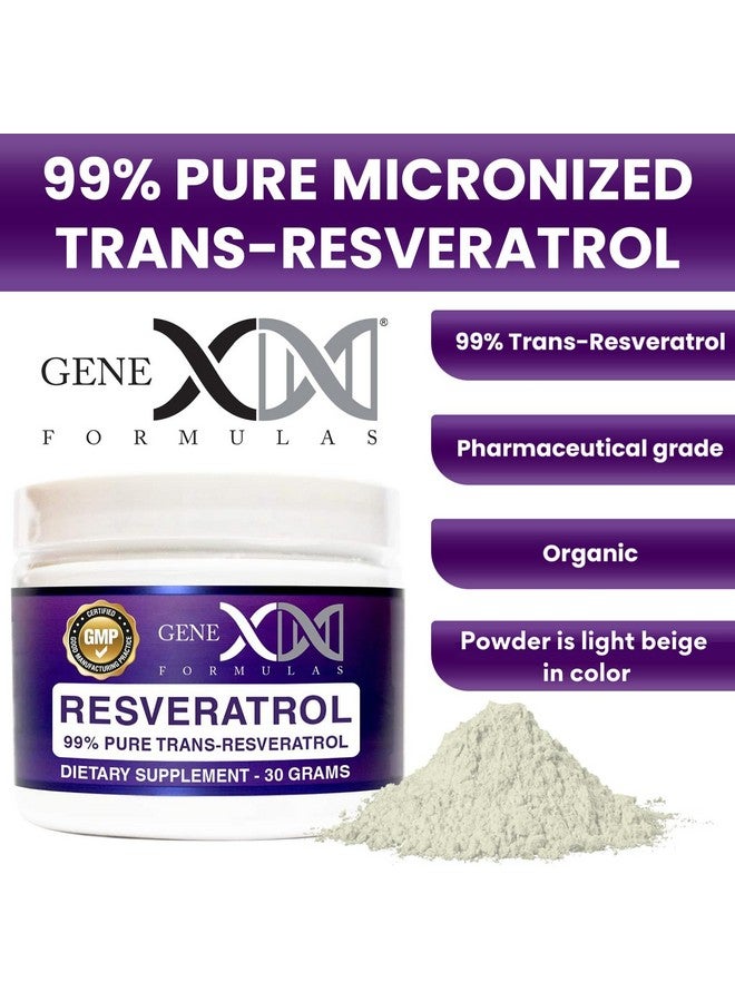 Genex Formulas GENEX Trans Resveratrol 1000mg Serving 99% Pure Micronized Pharmaceutical Grade Trans-Resveratrol Powder 30 Servings or 30Grams 1Gram Per Day 30-Day Supply Made in a GMP & NSF Certified Facility - Image 2