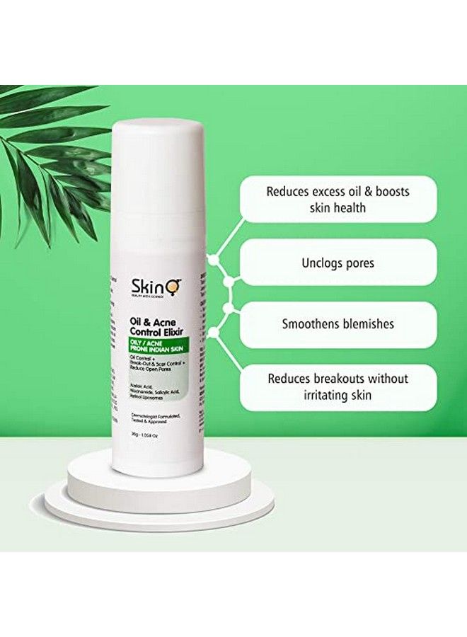 SkinQ Oil & Acne Control Elixir Serum For Anti Acne Therapy Clears Marks Controls Oil Pimples Blackheads & Scars 30 Gms - Image 4