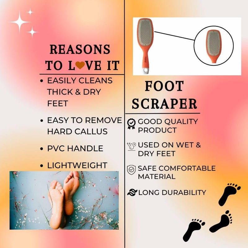 Generic Plastic Leg heel and Foot Scrubber for Dead Skin Callus Remover Pedicure special Toolspecially for cracked feet ORANGE - Image 4