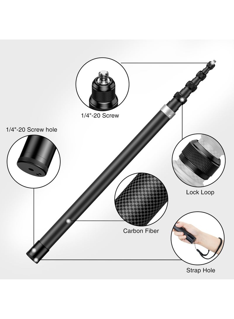 CMGTYYD Carbon Fiber Invisible Selfie Stick, 9.8ft Extended Super Long Pole Compatible with Insta360 X4 X3 ONE X2, ONE R, ONE X, ONE GO 3S 3 2 Action 360 Camera (17 to 118 inches) - Image 5