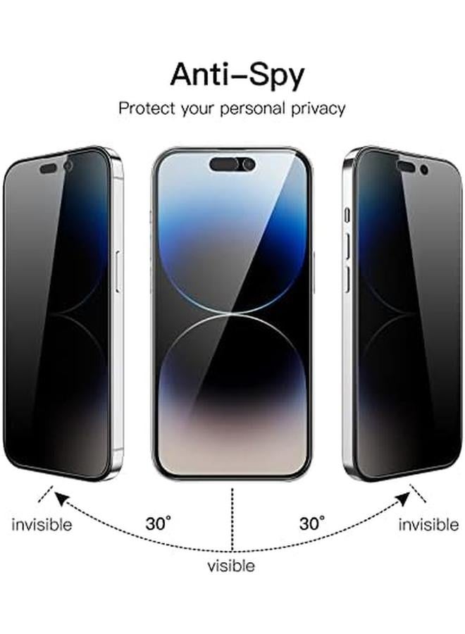 جي تيك واقي شاشة بتغطية كاملة للخصوصية لهاتف آيفون 14 برو ماكس مقاس 6.7 بوصة، طبقة زجاجية مقواة مضادة للتجسس، جراب حماية من الحافة إلى الحافة، عبوة من قطعتين - Image 2
