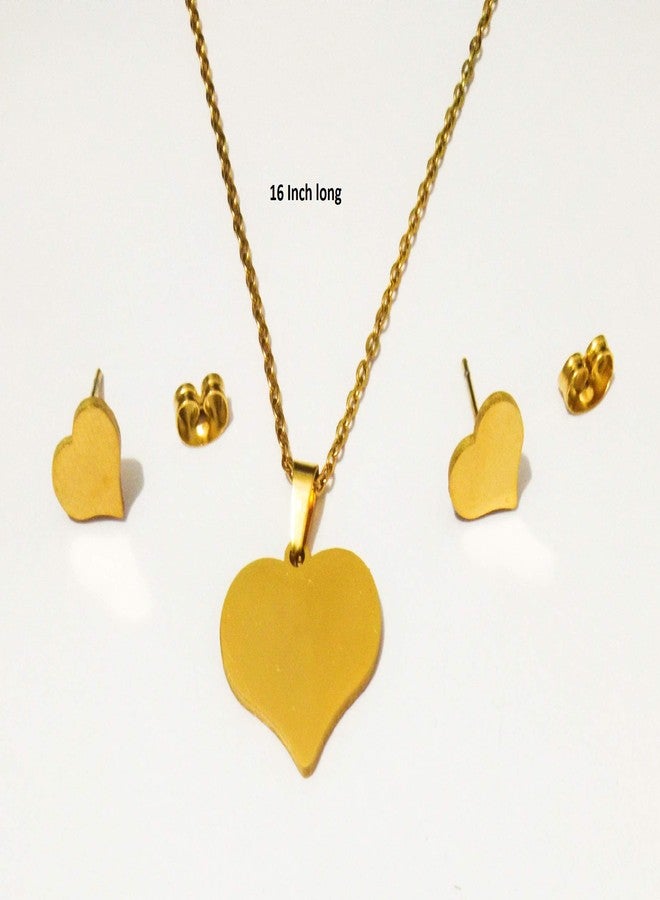 athizay Fashion Jewellery Set Pendant Chain Gold 16 Inches Stainless Steel Pendant for Girls Valentine Gifting - Image 3