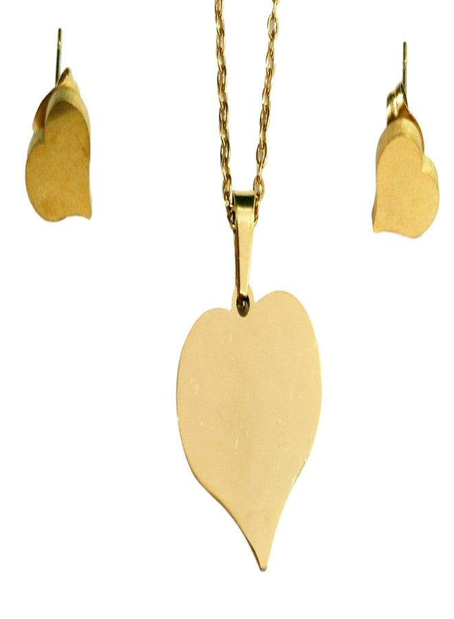 athizay Fashion Jewellery Set Pendant Chain Gold 16 Inches Stainless Steel Pendant for Girls Valentine Gifting - Image 1