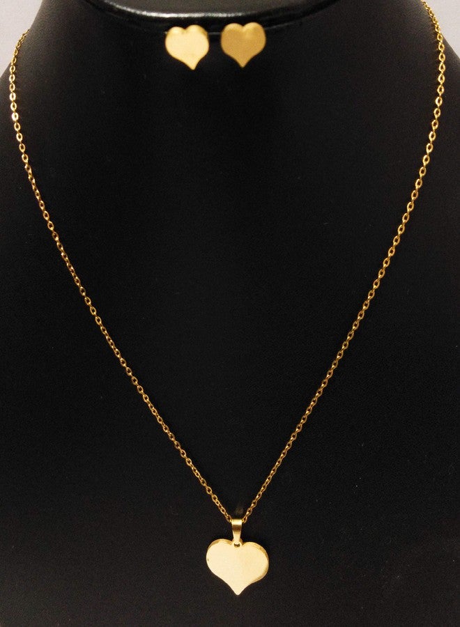 athizay Fashion Jewellery Set Pendant Chain Gold 16 Inches Stainless Steel Pendant for Girls Valentine Gifting - Image 2