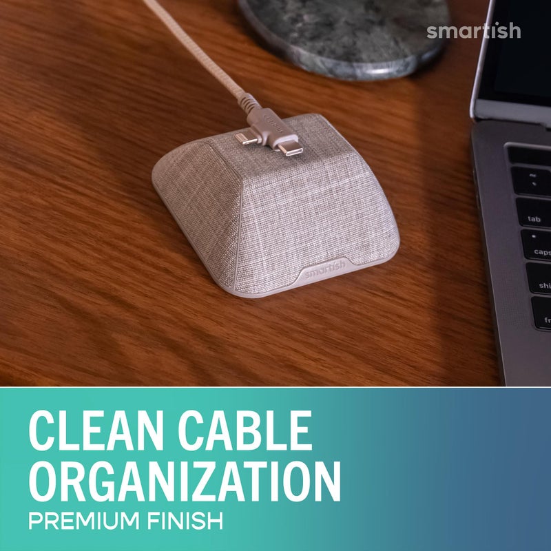 SmartishÂ® Magnetic Cord Holder - Cable Wrangler Organizer with Magnet Clips for Charger Management on Desktop, Nightstand for USB-C + Lightning - Lightly Toasted Beige - Image 2