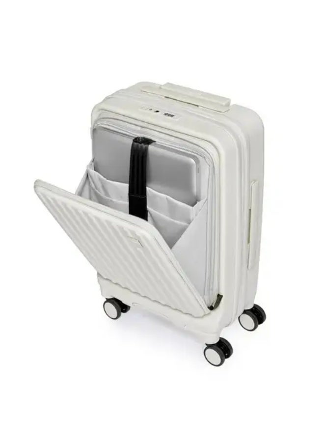 Acer Barcelona Carry-on Luggage 20”, 360-Degree Silent Wheels, Large Capacity, 100% Sustainable Eco-Friendly Recycled Polyester, TSA Lock, Shell White - Image 4