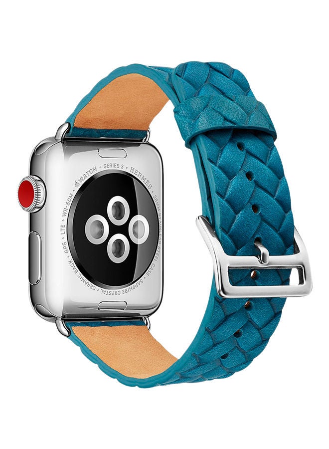NIBEMINENT Woven Texture Replacement Band For Apple Watch Series 3/2/1 Blue - Image 2