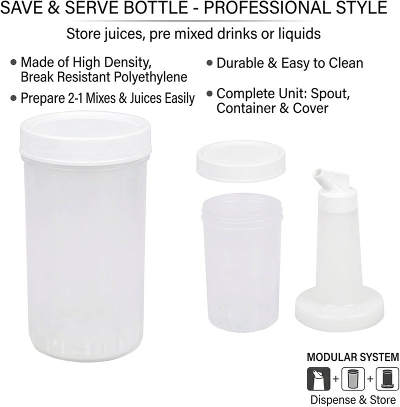 Cuisine Art Reserve & Serve Bottle 1L White Professional Bar Juice Dispenser Pour Spout Bartender Cocktail Mixer Store Pour Container Kitchen Syrup Oil Vinegar Storage Airtight Leakproof BPA Free - Image 4