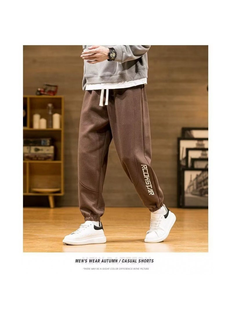 Generic - Mens Autumn Loose-fit Casual Pants Sports Trousers Ins Trendy Brand Ninefths Pants Fashionable Footwear For Men light gray - Image 1
