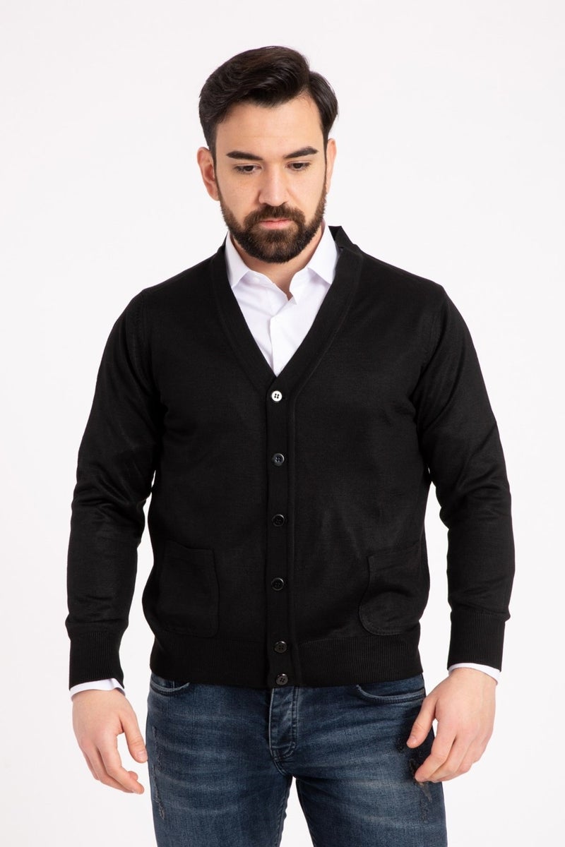 Mutlu City Men's Middle Age and Above Fine Wool Acrylic Knitwear Knit Buttoned Father's Cardigan 5100  - Image 3