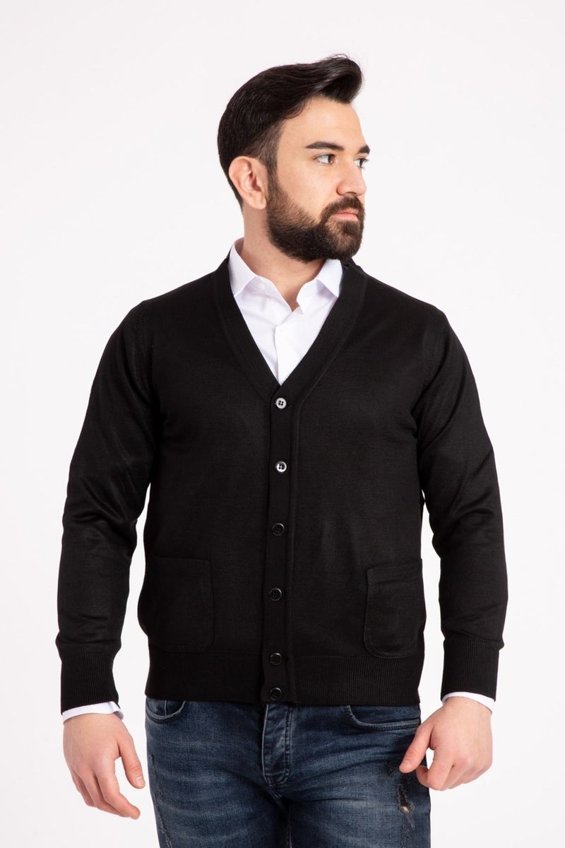 Mutlu City Men's Middle Age and Above Fine Wool Acrylic Knitwear Knit Buttoned Father's Cardigan 5100  - Image 2
