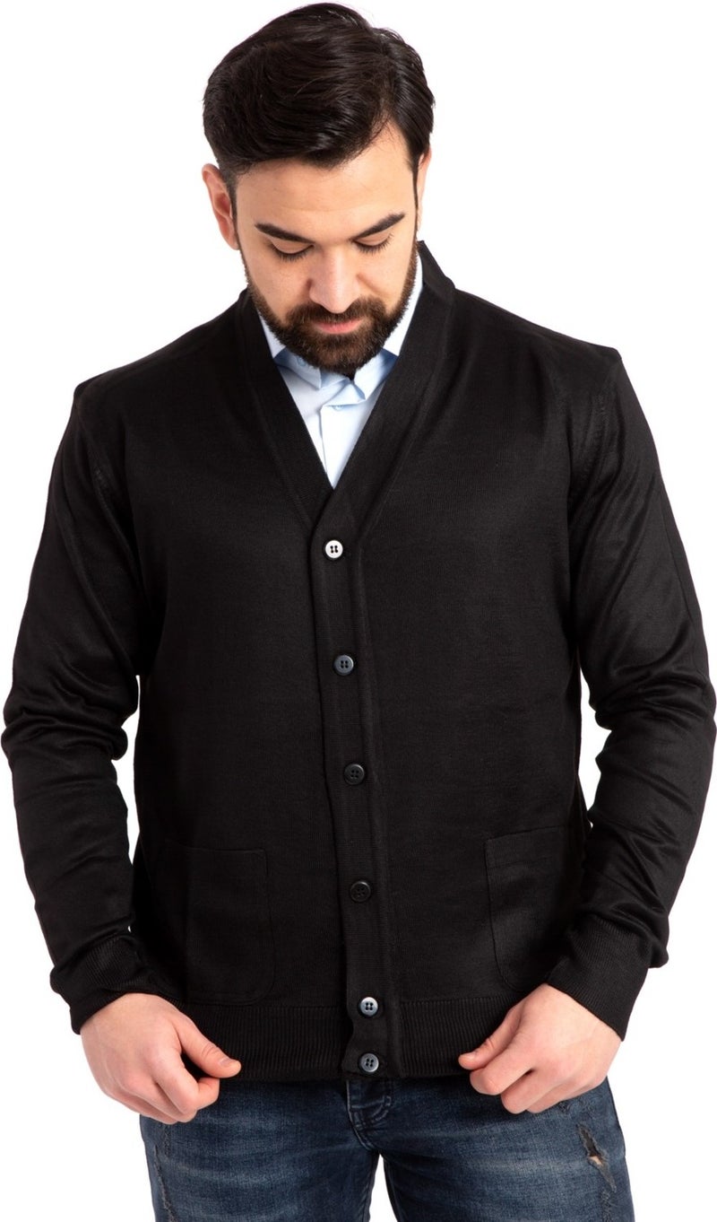 Mutlu City Men's Middle Age and Above Fine Wool Acrylic Knitwear Knit Buttoned Father's Cardigan 5100  - Image 1