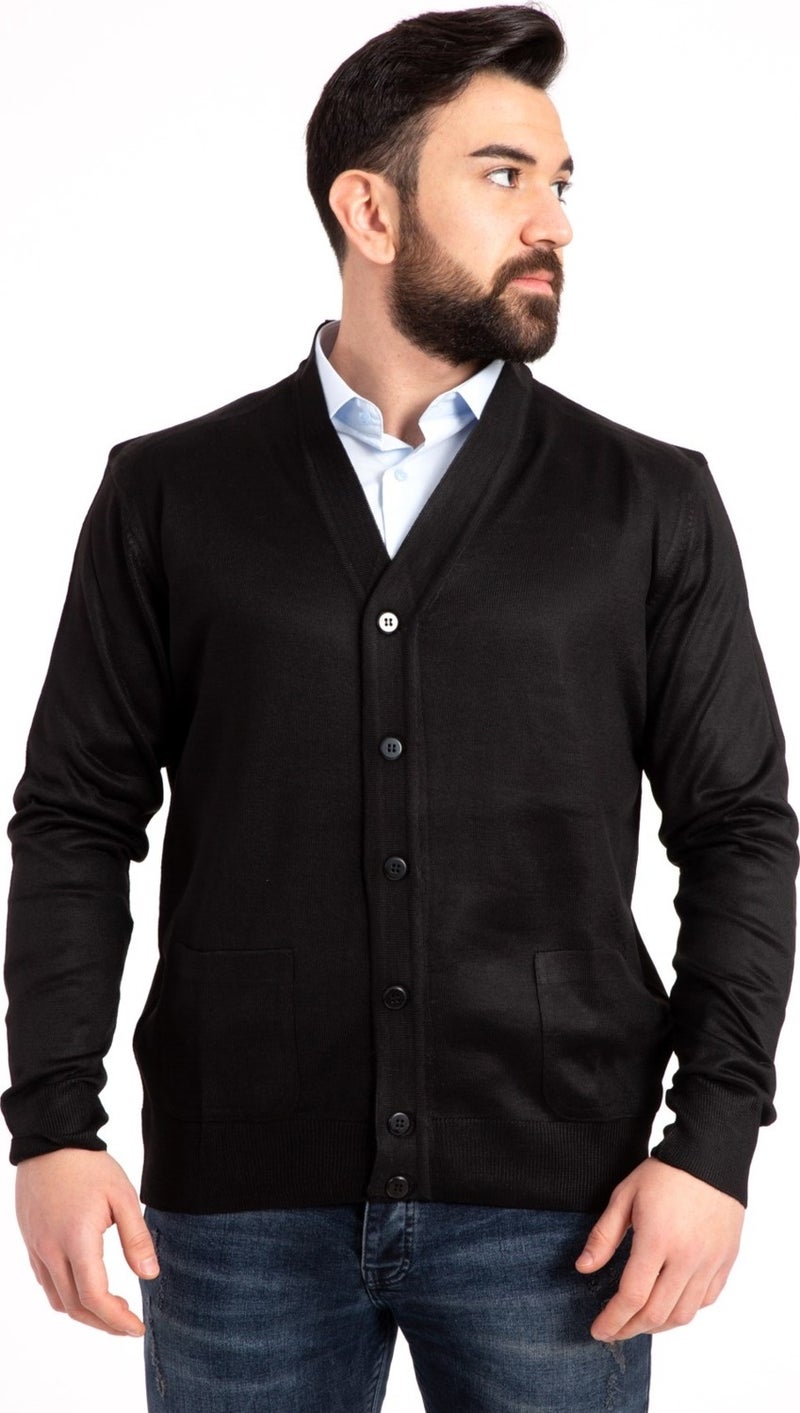 Mutlu City Men's Middle Age and Above Fine Wool Acrylic Knitwear Knit Buttoned Father's Cardigan 5100  - Image 4