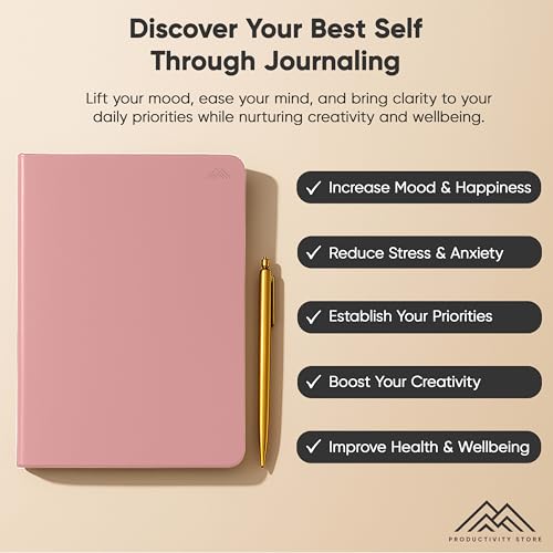 PRODUCTIVITY STORE Best Daily Journal for Men & Women - Gratitude, Manifestation & Guided Journal with Prompts for Personal Growth (A5, Pink) - PRODUCTIVITY STORE - Image 5