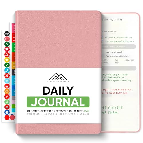 PRODUCTIVITY STORE Best Daily Journal for Men & Women - Gratitude, Manifestation & Guided Journal with Prompts for Personal Growth (A5, Pink) - PRODUCTIVITY STORE - Image 1