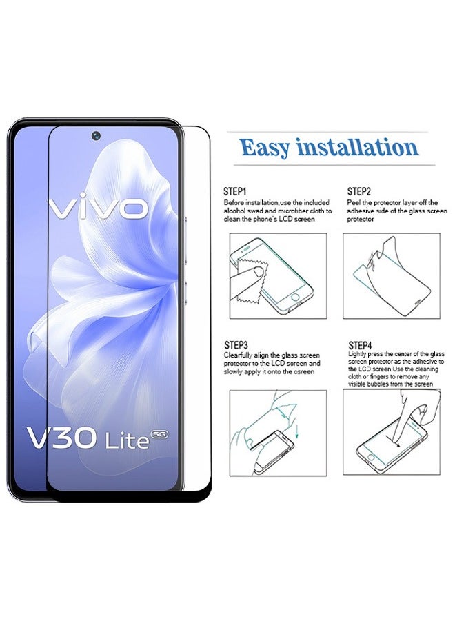زفيف قطعتان من واقي الشاشة لهاتف vivo V30 Lite 5G من الزجاج المقوى مع أداة تثبيت سهلة، واقي شاشة فائق الوضوح ومضاد للخدش ومضاد للكسر  - Image 3