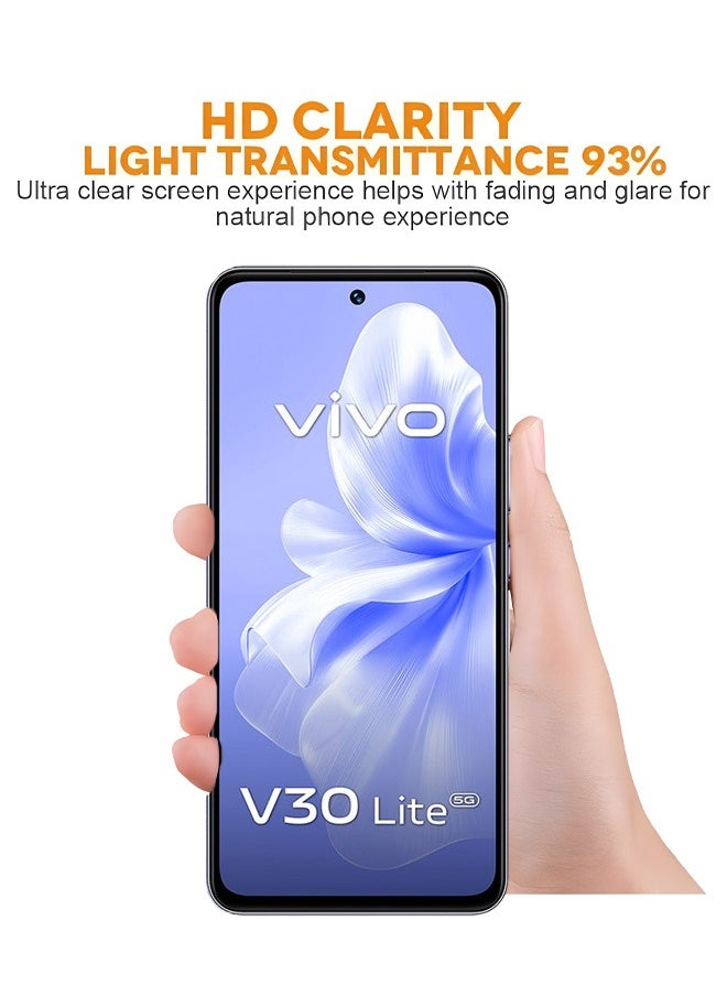 زفيف قطعتان من واقي الشاشة لهاتف vivo V30 Lite 5G من الزجاج المقوى مع أداة تثبيت سهلة، واقي شاشة فائق الوضوح ومضاد للخدش ومضاد للكسر  - Image 4
