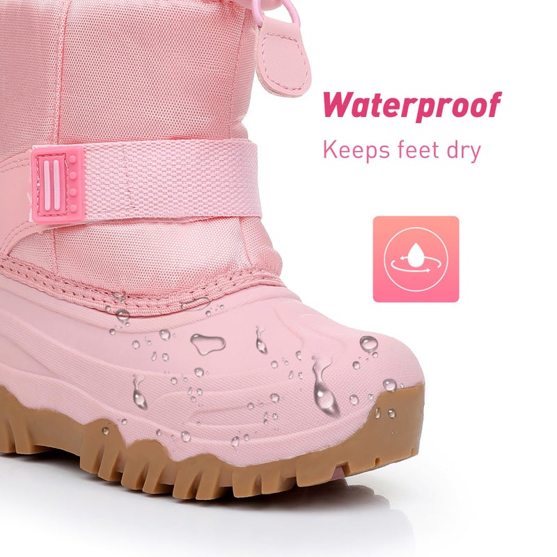Ahannie Kids Girls Winter Snow Boots Waterproof Anti-Slip Warm Outdoor Shoes with Side Zipper(Toddler/Little Kid/Big Kid)(Pink-1) - Image 2