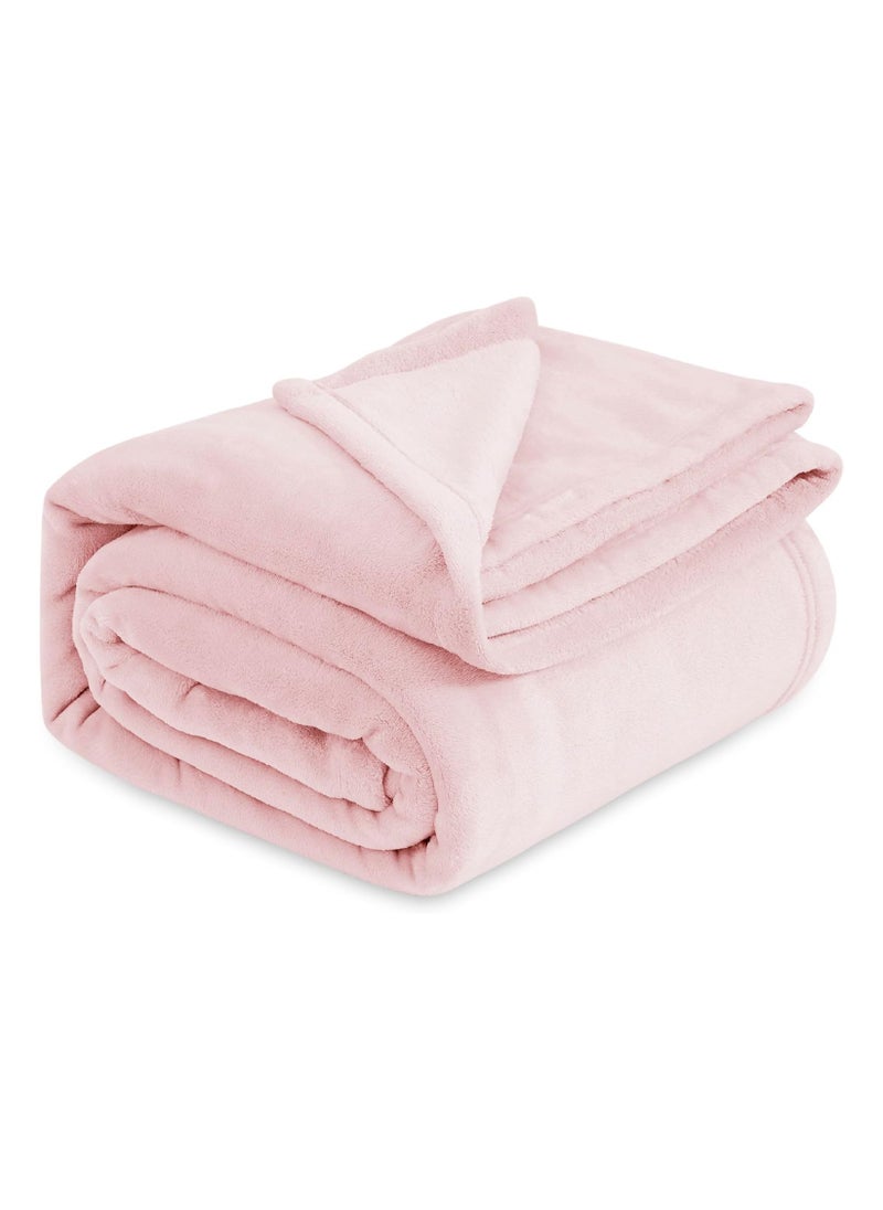 BSB HOME BSB HOME® 300 GSM Premium Plush Double Blanket for Bed, Sofa, Couch, Travel and Camping AC Blanket | 220x230 cm | Pink | SOLID FLANNEL  - Image 1