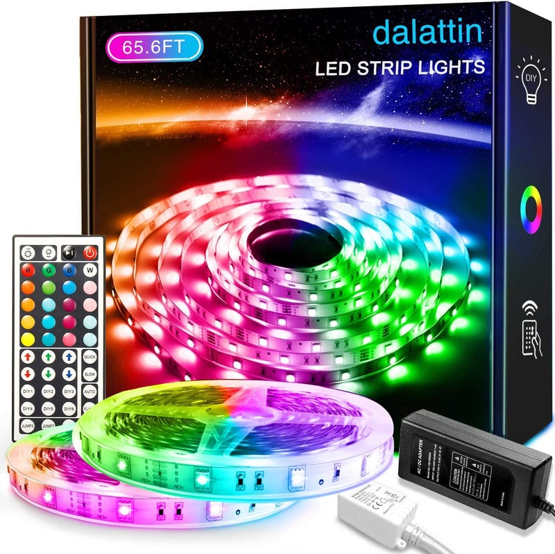 dalattin 65.6ft RGB Led Lights for Bedroom Color Changing Led Strip Lights with 44 Keys Remote,for Home Essential, Bedroom Room Party Decoration,Festival Decor,2 Rolls of 32.8ft - Image 1
