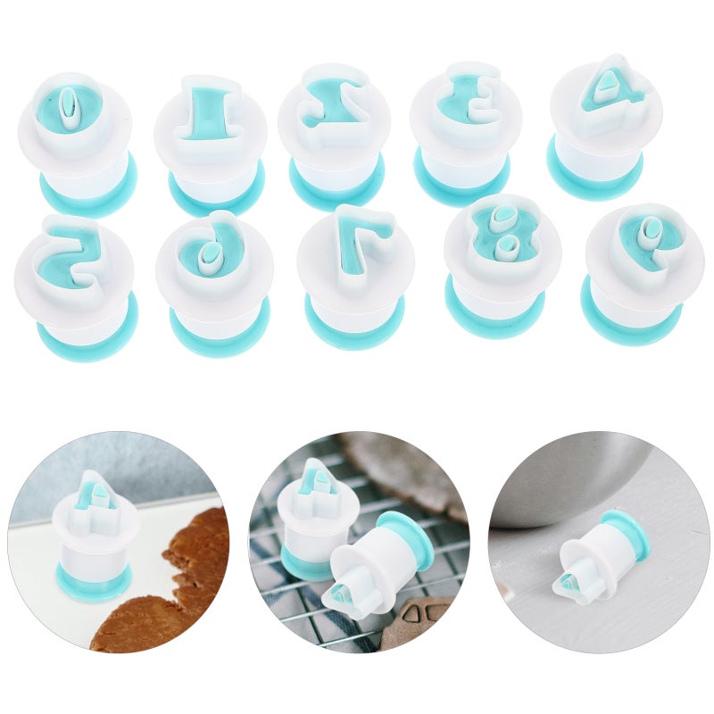 10pcs Fondant Biscuit Molds Cookie Stamp Impress Number 0-9 Embosser Molds - Image 3