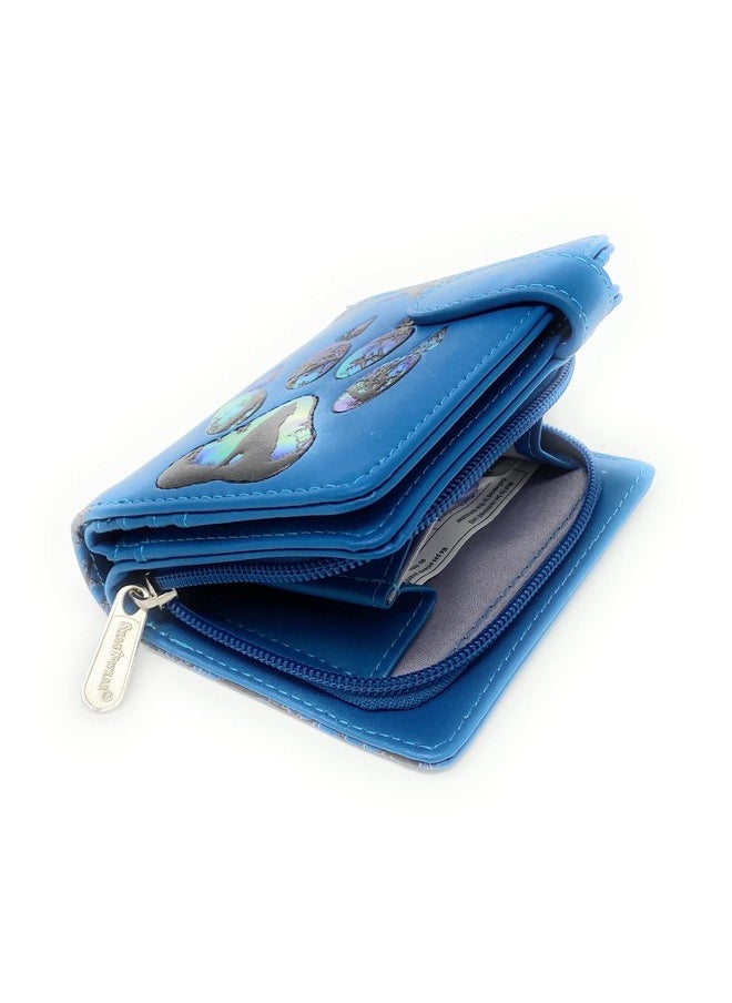 Shag Wear - Wolf Paw Small Animal Wallet For Women Vegan Faux Leather 4.5 Blue - Image 1