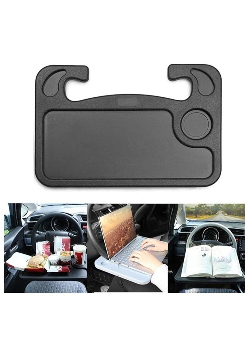 Generic Steering Wheel Desk 2 In 1 Multipurpose Travel Car table for Eating, Work on Laptop or Pad or Even Makeup, Convenient Food Eating Steering Wheel Tray With Cup Holder, Fits Most Vehicles  - Image 3