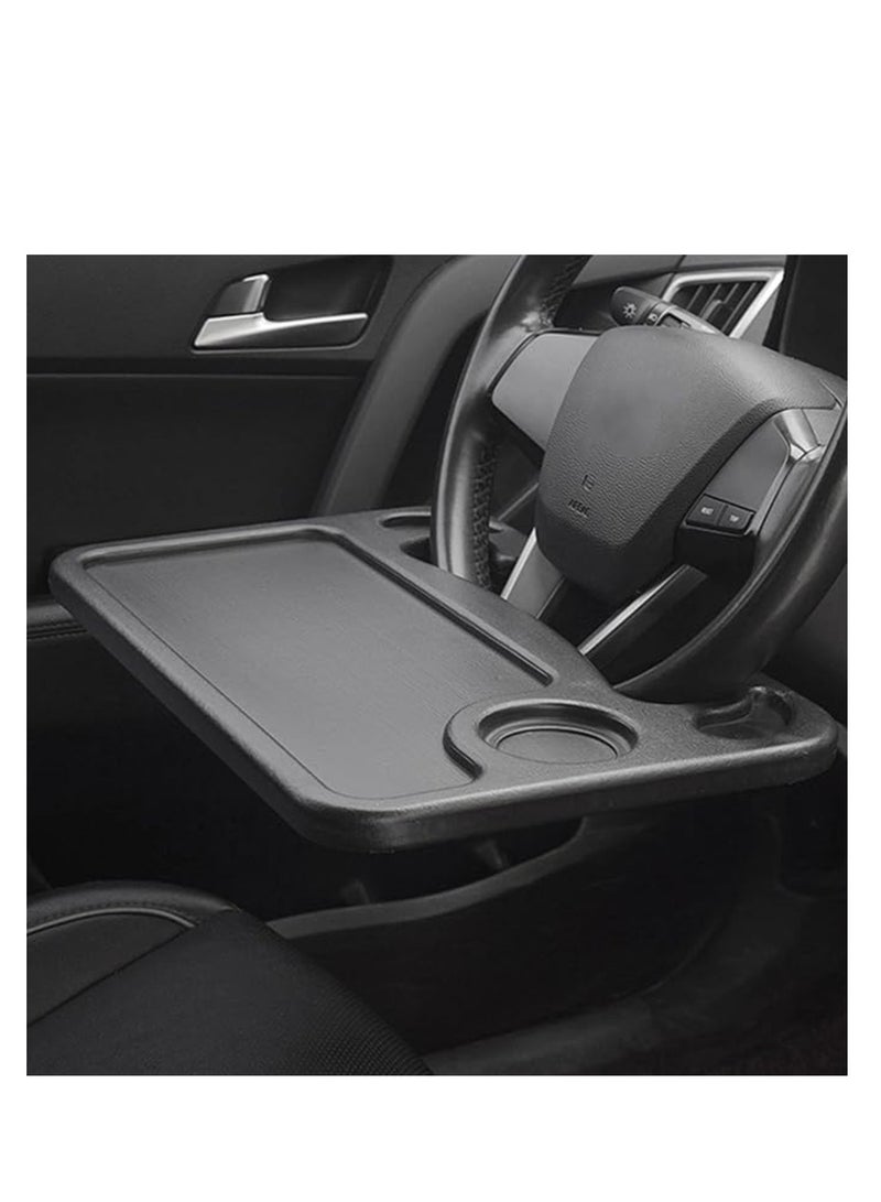 Generic Steering Wheel Desk 2 In 1 Multipurpose Travel Car table for Eating, Work on Laptop or Pad or Even Makeup, Convenient Food Eating Steering Wheel Tray With Cup Holder, Fits Most Vehicles  - Image 4