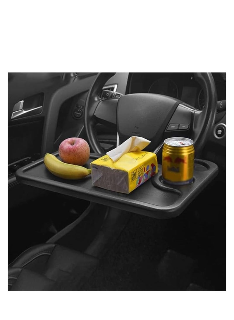 Generic Steering Wheel Desk 2 In 1 Multipurpose Travel Car table for Eating, Work on Laptop or Pad or Even Makeup, Convenient Food Eating Steering Wheel Tray With Cup Holder, Fits Most Vehicles  - Image 5