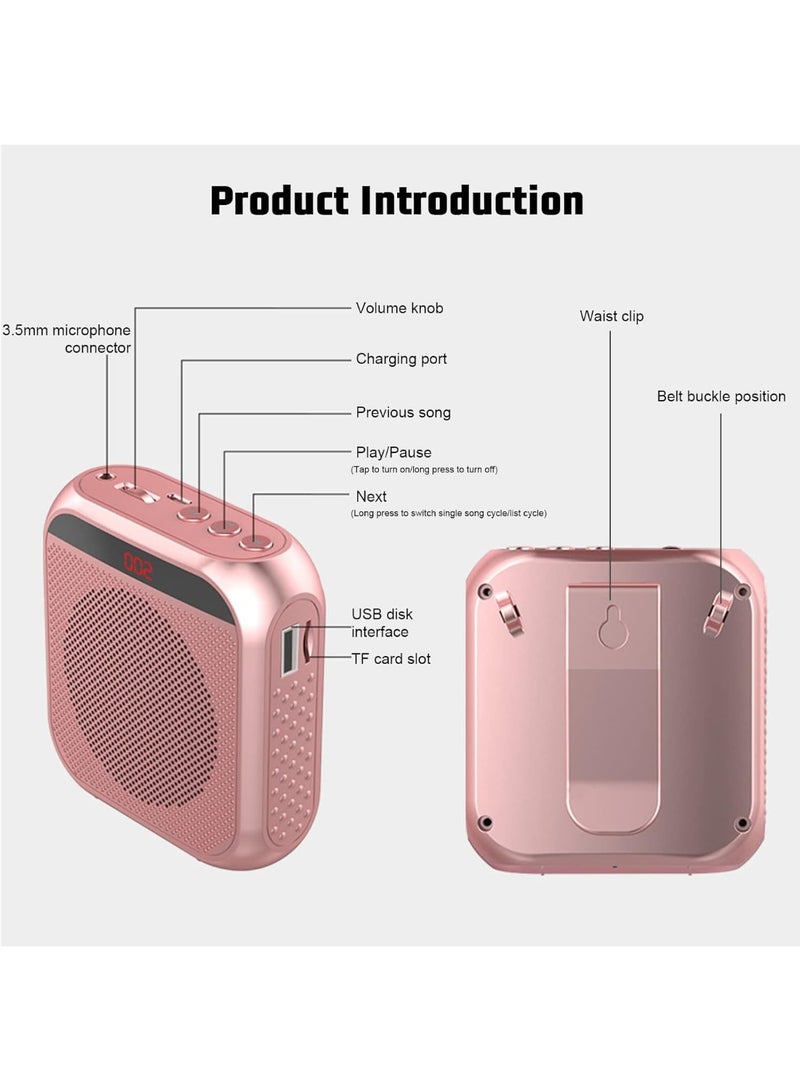 معجب مكبر صوت محمول قابل لإعادة الشحن مع ميكروفون سماعة رأس - مكبر صوت خفيف الوزن يمكن ارتداؤه للمعلمين والمرشدين السياحيين والمدربين - Image 2