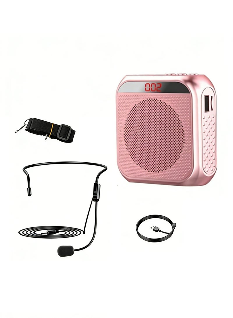 معجب مكبر صوت محمول قابل لإعادة الشحن مع ميكروفون سماعة رأس - مكبر صوت خفيف الوزن يمكن ارتداؤه للمعلمين والمرشدين السياحيين والمدربين - Image 1