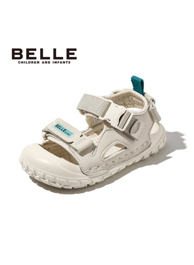 Belle Kids Sports Sandals Summer Outdoor Closed-toe Beach Soft Sole Toddler Shoes Beige Size 32 - Image 2