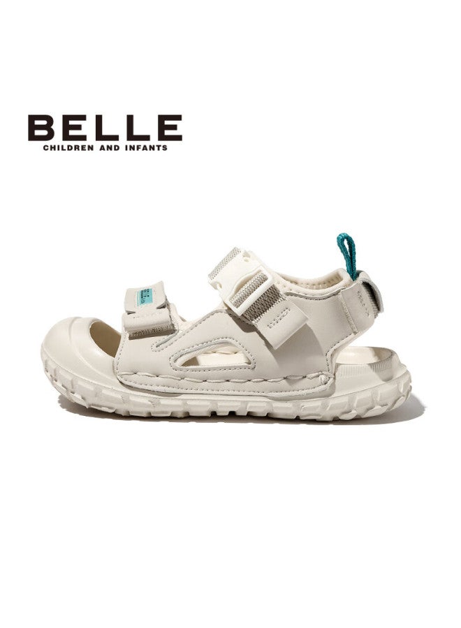 Belle Kids Sports Sandals Summer Outdoor Closed-toe Beach Soft Sole Toddler Shoes Beige Size 32 - Image 5