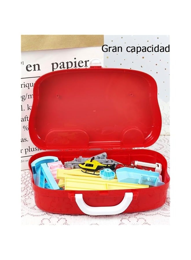 مسارات سيارات للأطفال، ألعاب ركن سيارات شرطة 2 في 1 + صندوق منظم بعجلات، هدية لعبة للأطفال من عمر 2 و3 و4 و5 و6 سنوات، أولاد وبنات - Image 5