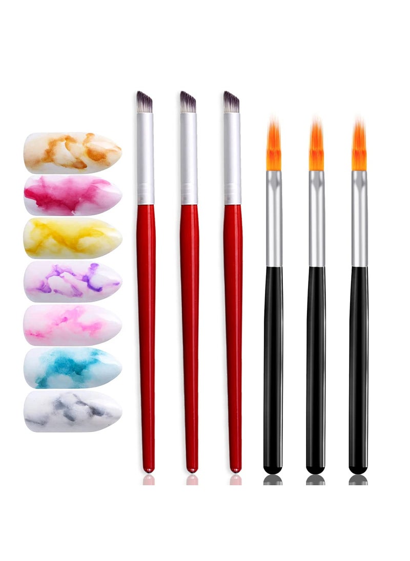 DANNEASY - DANNEASY 6Pcs Ombre Nail Brush Acrylic Nail Brush Set Nail Design Brushes Nail Gradient Pen Gel Nail Ombre Brush Manicure Tools - Image 1