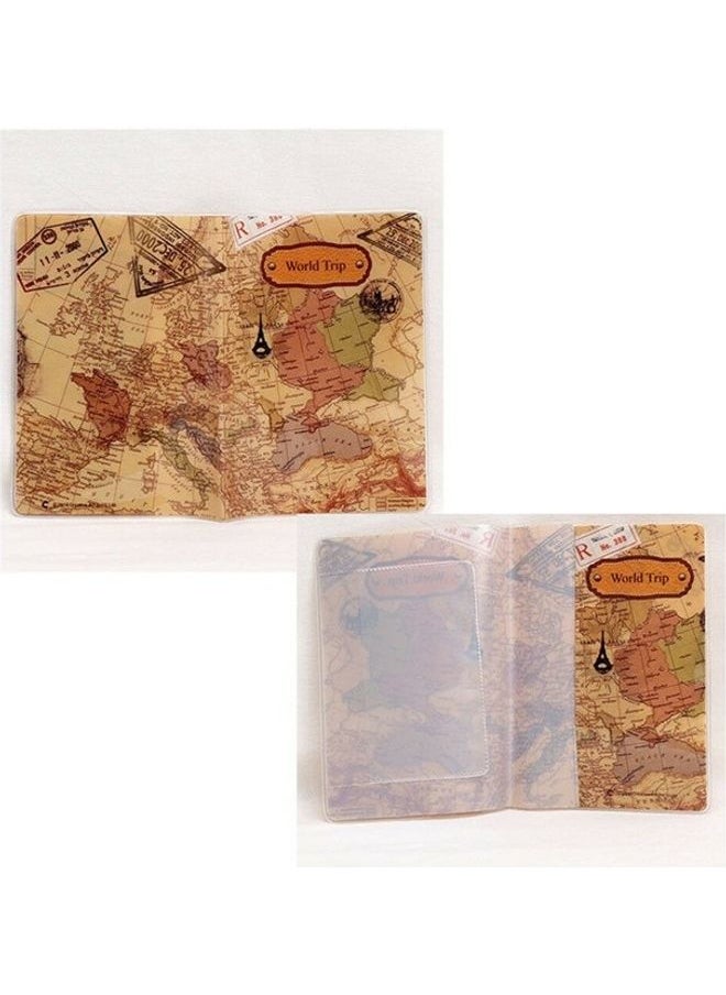 NIBEMINENT World Map Printed Passport Holder Brown  - Image 2