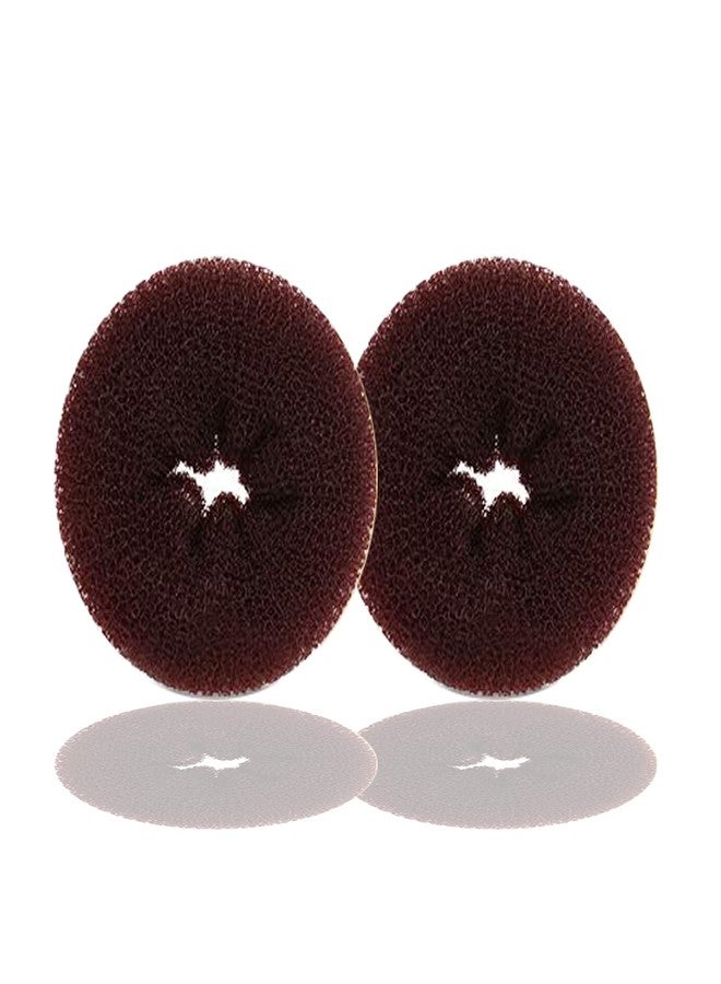 Kitjans Extra Hair Donut Bun Maker for Kids, 2PCS Ring Style Small Bun Shaper, Suitable for Short and Thin Hair, 2.5 Inch/Brown - Image 1