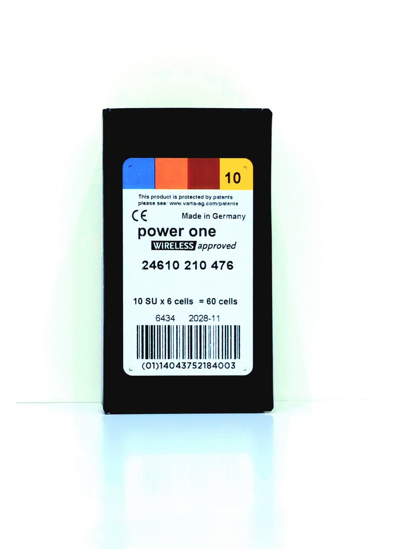 Power One باور وان 10 - بطارية سماعة الأذن - صنع في ألمانيا - عبوة من 60 بطارية - Image 1