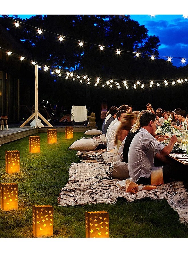 20 PCS White Luminary Candle Bags, Special Lantern Luminary Bag with Stars Moon, Durable and Reusable Fire-Retardant Material for Ramadan Eid Wedding Valentine's Day Decor Engagement Event Marriage - Image 3