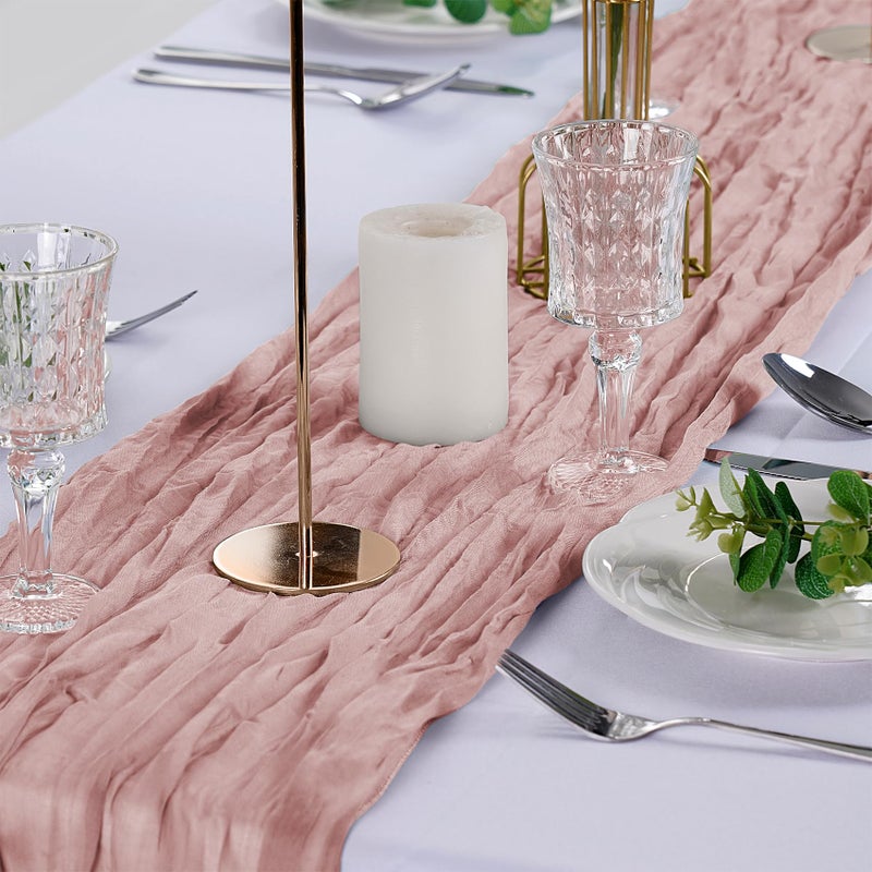 flohar 6 Pack Cheesecloth Table Runner 9ft,17 x 108 inch Gauze Table Runner Rustic Romantic Wedding Runner for Wedding Bridal Shower Fall Decoration,Dusty Pink - Image 3