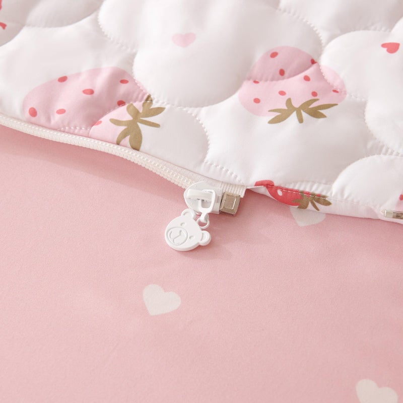 Nayoroom Strawberry Sweet Dreams Twin Zipper Bedding Set for Kids, Pink White Comforter with All-in-One Zipper Design, Cute Berry Bedding for Girls & Boys. (Twin Size) - Image 5