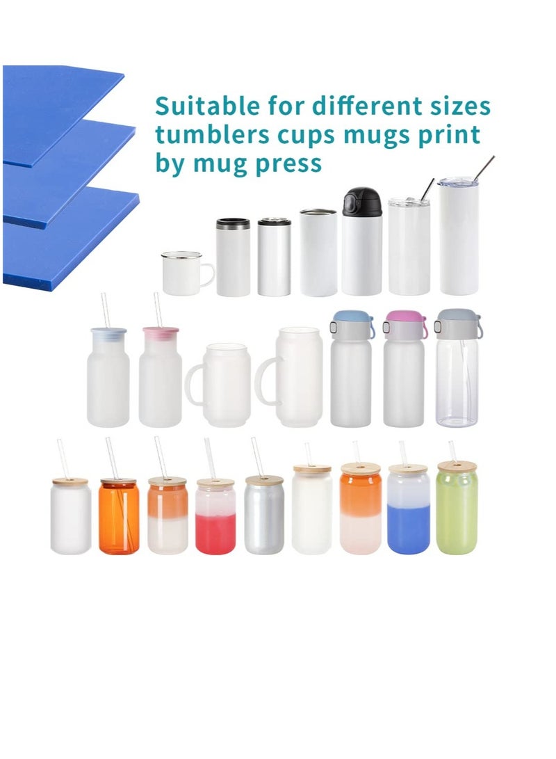 KASTWAVE 3 Pcs Silicone Mug wrap Wrap Sleeve, Sublimation Tumblers Wrap for Cricut Mug Press, Suitable for Mug Cup Press Machine Tumbler Heat Press Attachment (Blue, 9.8x4.8") - Image 2