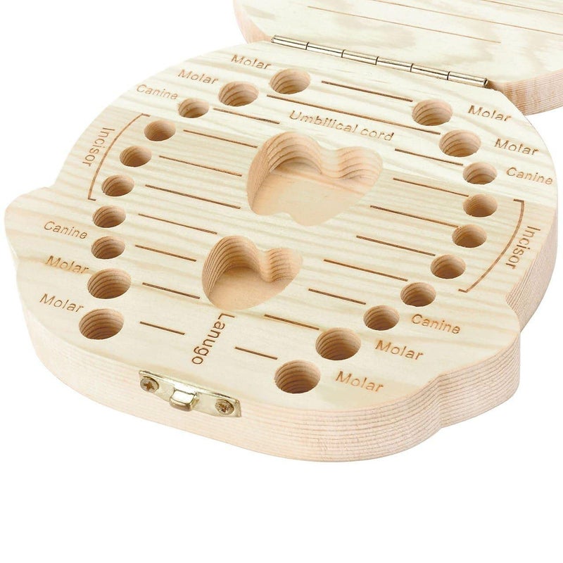 AweMonk Baby First Tooth Fairy Box, Wooden Baby Boy Tooth Keepsake Box Organizer for Kids Teeth Collection - Boys - Image 5