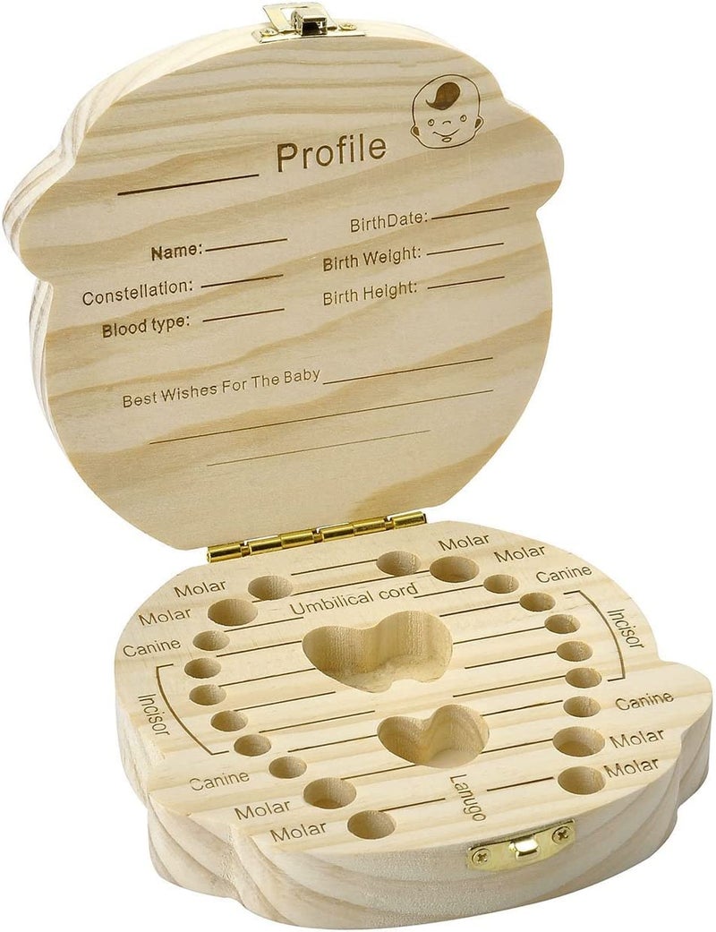 AweMonk Baby First Tooth Fairy Box, Wooden Baby Boy Tooth Keepsake Box Organizer for Kids Teeth Collection - Boys - Image 4