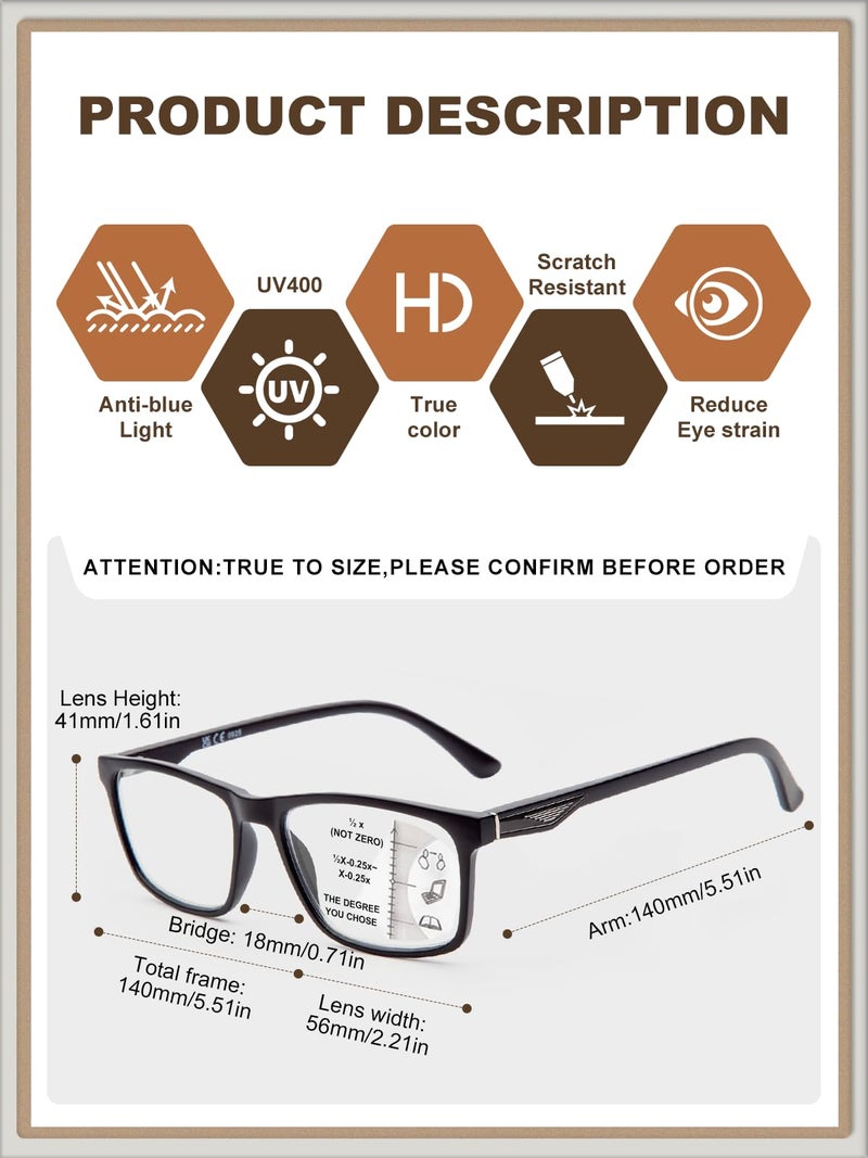 LianSan Progressive Multifocus Reading Glasses for Men,No-Line Blue Light Blocking Multifocal Computer Readers Anti Eyestrain(2 Colors/Progressive Top is not Zero,1.5x) - Image 5